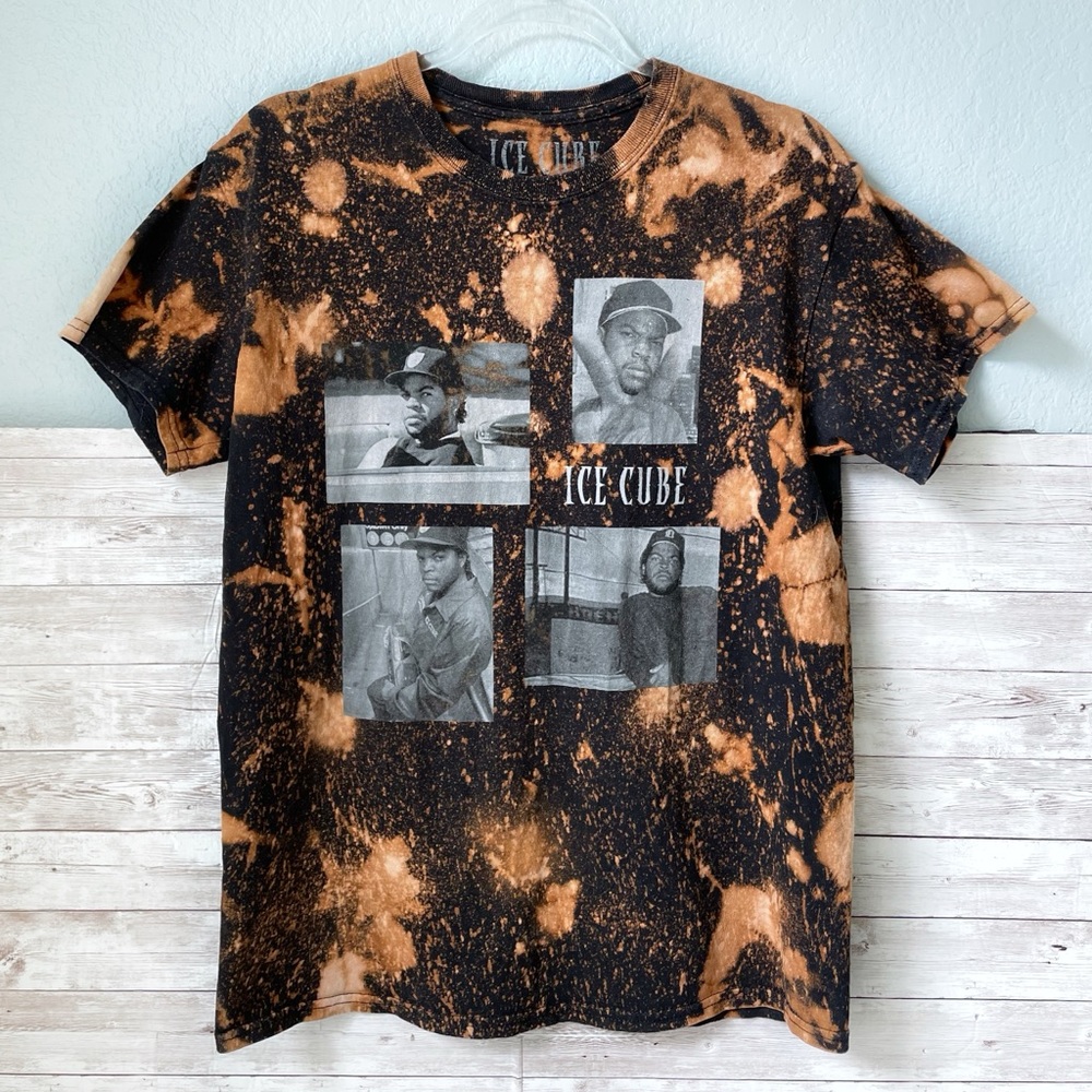 Ice Cube Bleach Dyed Reworked Graphic T Shirt Size Medium